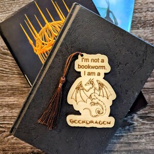 Not a Bookworm, I&#39;m a Bookdragon Wood-cut Bookmark