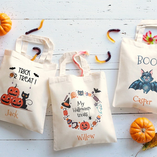 Borsa Halloween personalizzabile per bambini + 6 adesivi personalizzabili fluorescenti in omaggio