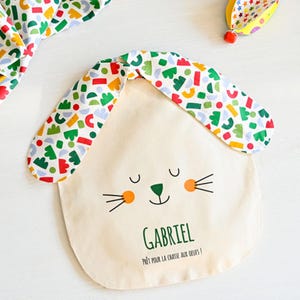 Borsa coniglio personalizzabile per bambini, prodotto in Francia -  100% cotone -  modello originale