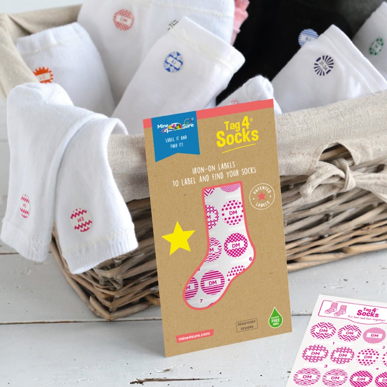 Personalised Labels for Socks Ironon Dots to Match & Pair Etsy