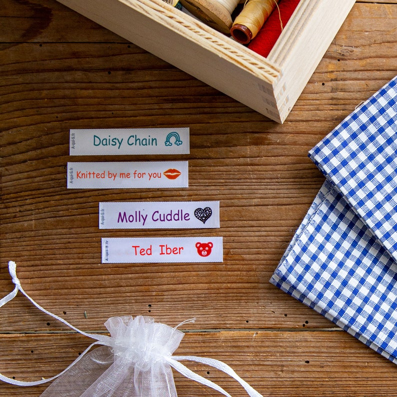 Étiquette à coudre personnalisée en satin 9 couleurs au choix | Etsy