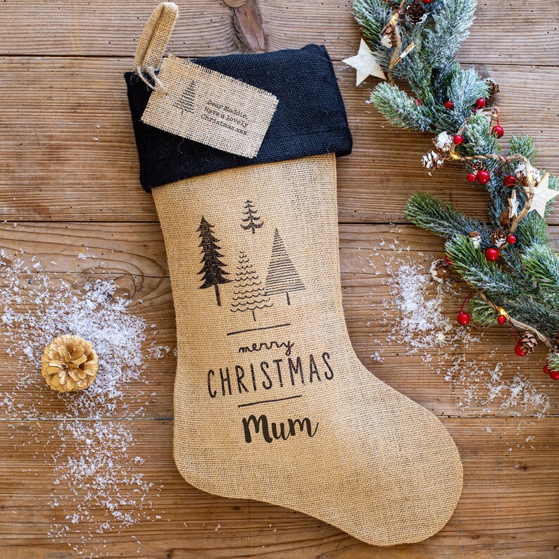 Chaussette de Noël personnalisée Chaussette en toile jute Etsy France