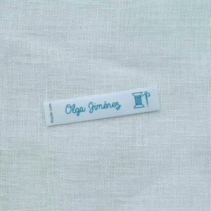 Personalised fabric sewing labels. Choice of colours and quantities. Font Always. Made to order sew in name labels 画像 2