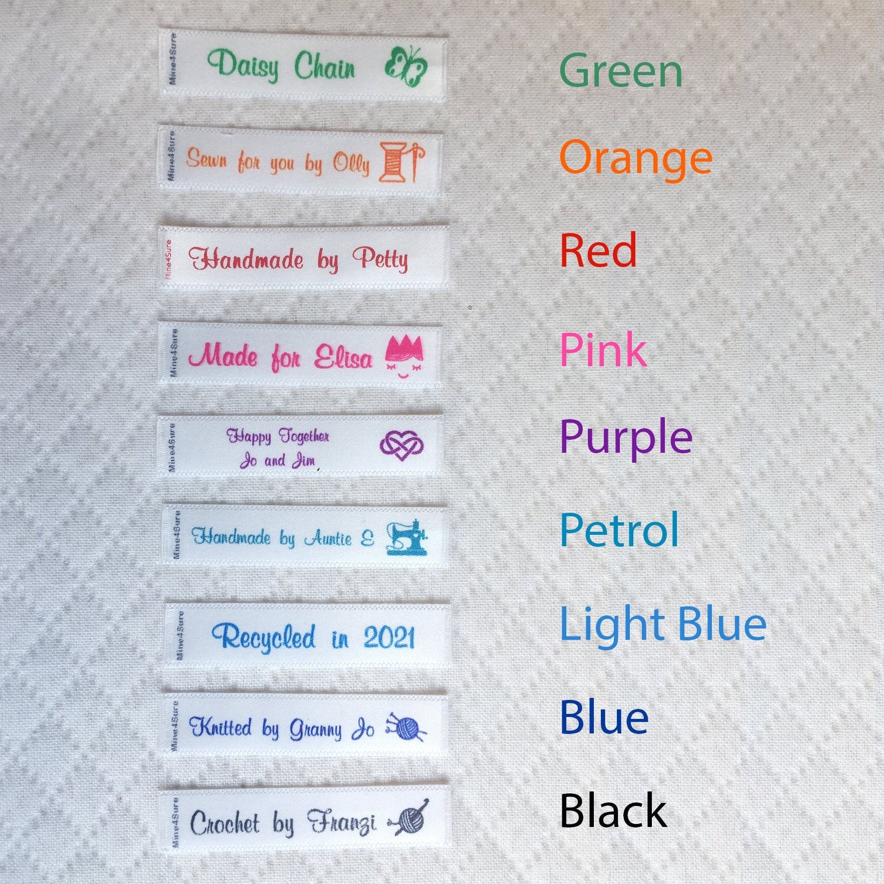 Étiquettes à coudre personnalisées en satin 9 couleurs au Etsy