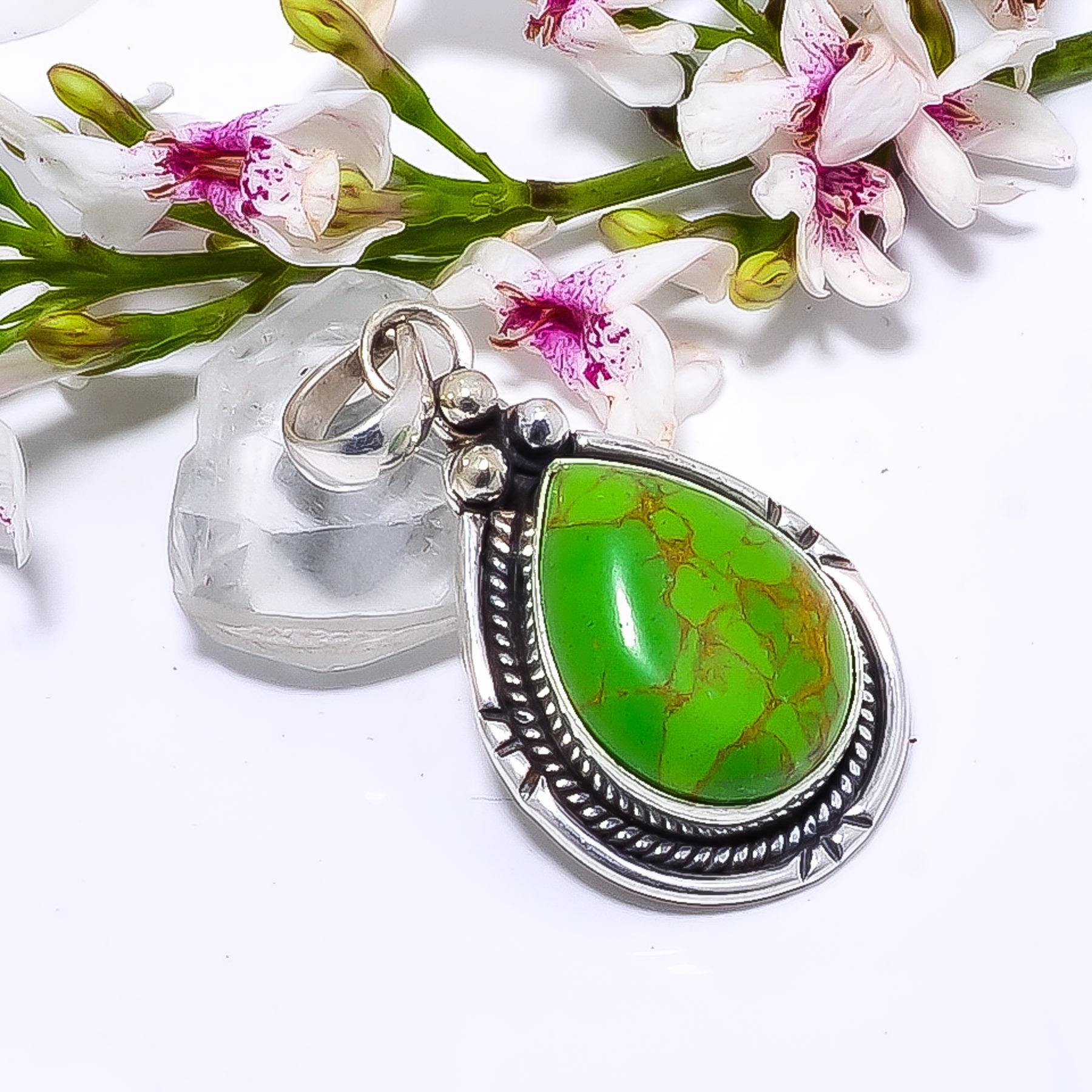 Green Copper Turquoise Gemstone Green Turquoise Pendant Green