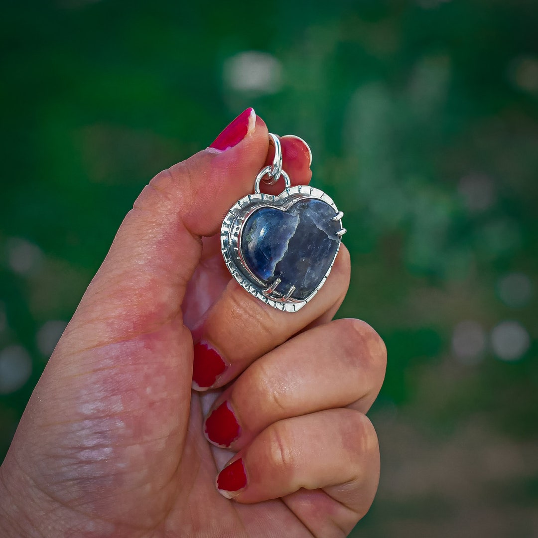 Pendentif Sodalite Et Argent 925 Fait Main - Longueur 2,5 Pouces, Pierre Naturelle, Bijou Unique