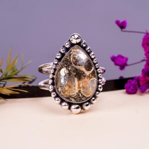 Turritella Agate Ring 925 Sterling Silver Ring Adjustable Ring Turritella Gemstone Navazo Ring Handmade Jewelry Wedding Gift
