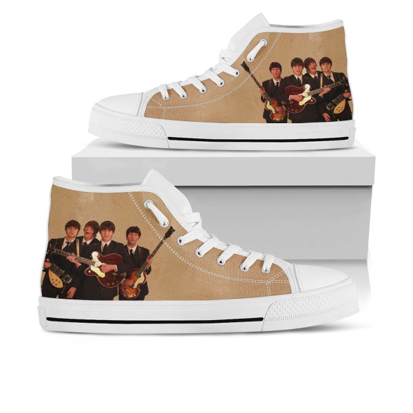 The Beatles Shoes, The Beatles Converse Style Shoes, Music Lover Gift Idea, Women's Men's High Top Sneakers