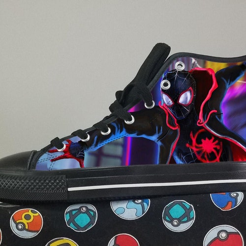 Spiderverse Shoes Spiderman Converse Style Shoes Peter Etsy