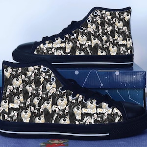 Miniature Schnauzer Shoes, Miniature Schnauzer Converse Style Shoes, Dog Lover Gift Idea, Women's Men's High Top Sneakers