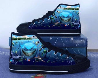 Finding Nemo Shoes, Finding Nemo Converse Style Shoes, Finding Nemo Fan Gift Idea, Women's Men's High Top Sneakers