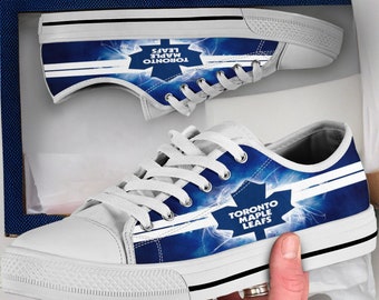 Chaussures des Maple Leafs de Toronto, chaussures style Converse des Maple Leafs de Toronto, idée cadeau des Maple Leafs de Toronto, baskets montantes pour homme et femme