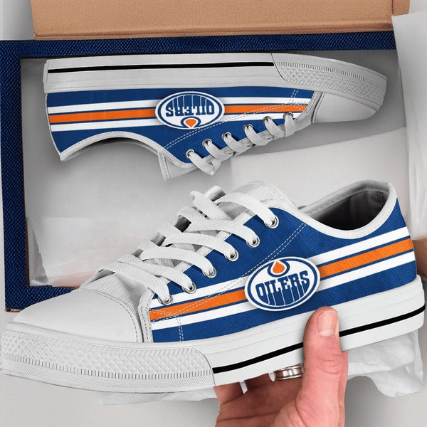 Edmonton Oilers Shoes, Edmonton Oilers Converse Style Shoes, Edmonton Oilers Gift Idea, Women's Men's High Top Sneakers