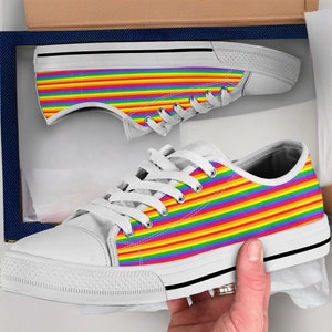 Rainbow Patterns Shoes, Rainbow Patterns Converse Style Shoes, Rainbow Patterns Gift Idea, Women&#39;s Men&#39;s High Top Sneakers