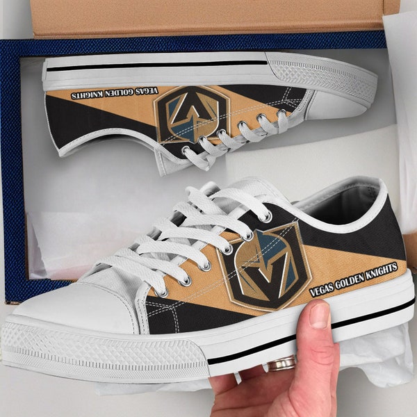 Vegas Golden Knights Shoes, Vegas Golden Knights Converse Style Shoes, Vegas Golden Knights Gift Idea, Women's Men's High Top Sneakers