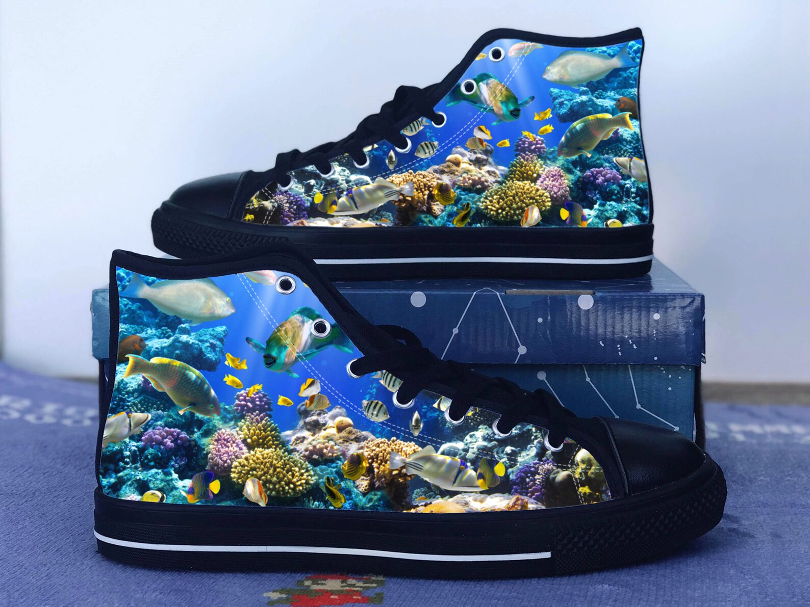 Aquarium Shoes Fish Converse Style Shoes Ocean Fan Gift Etsy