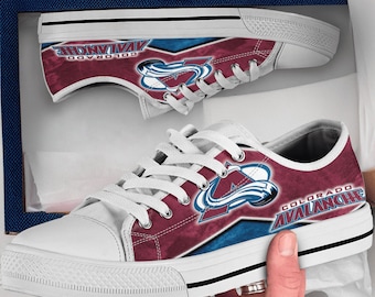 Colorado Avalanche Shoes, Colorado Avalanche Converse Style Shoes, Colorado Avalanche Gift Idea, Women&#39;s Men&#39;s High Top Sneakers