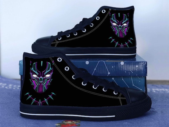 Black Panther Shoes Black Panther Converse Style Shoes Black Panther Fan Gift Idea Women s Men s High Top Sneakers