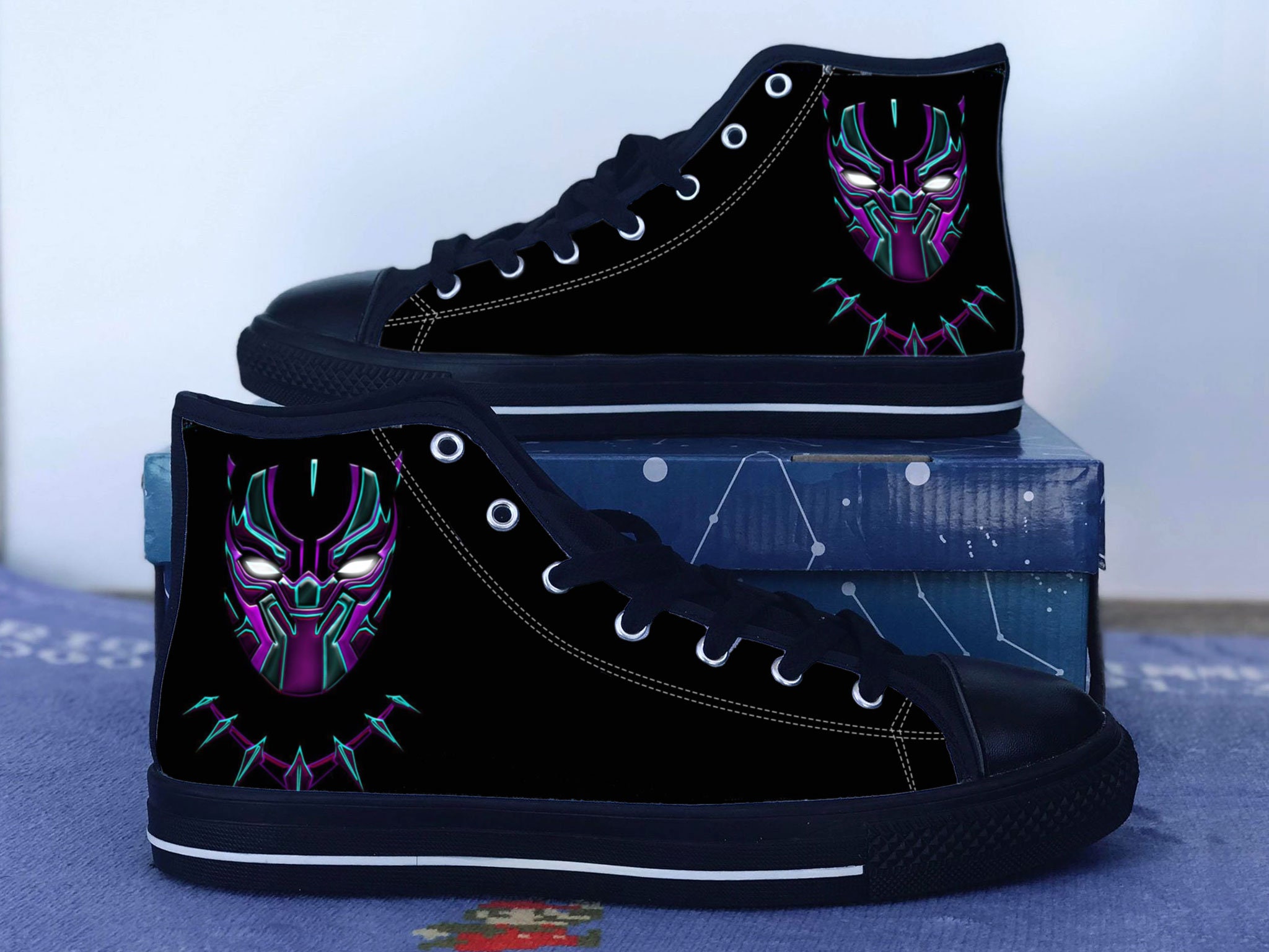 van mening zijn Microcomputer Oven Black Panther Shoes Black Panther Converse Style Shoes Black - Etsy