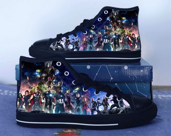 Avengers Shoes, Avengers Converse Style Shoes, Avengers Fan Gift Idea, Women's Men's High Top Sneakers