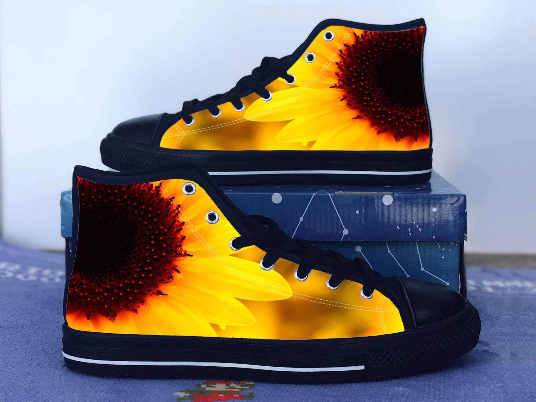 Sunflower Shoes Sunflower Converse Style Shoes Flower Gift Etsy