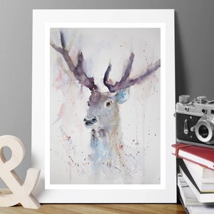 High Quality print of my Watercolour painting of Stag, Stag Art, Wildlife, Watercolour Print