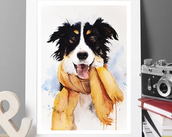 Border Collie Art Print of my original Watercolour painting.