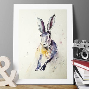Wild Hare - Art Print of my original watercolour painting. High Quality Giclée Print.
