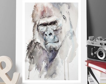 Gorilla Art Print – Limited Edition Watercolor Giclée