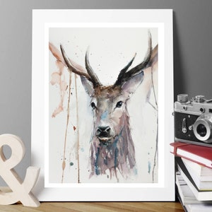 High Quality print of my Watercolour painting of Stag, Stag Art, Wildlife, Watercolour Print