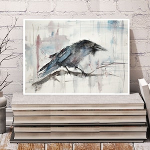 Old Raven - Art Print of my watercolour painting. Available in different sizes (up to A2). Premium Quality (Giclée). Perfect gift idea.
