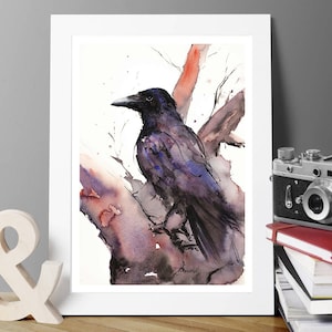 Raven III - Art Print of my watercolour painting (limited edition of 100 prints). Perfect gift idea in a gothic theme. High quality print.