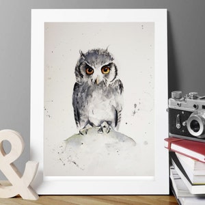 Owl - Art print of my original watercolour painting. Available in different sizes up to A2.