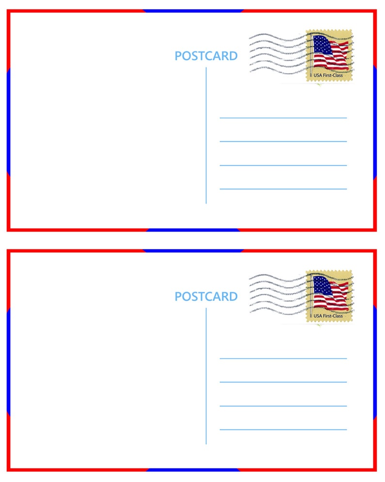90 Postcard Blank Templates for Kids Printables Postcard With Etsy