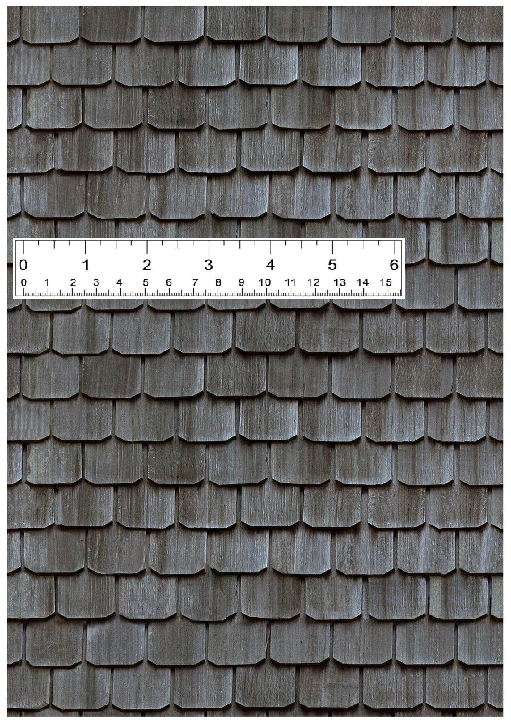 Dollhouse Wooden Roof Tile Wallpaper 6th 12th 18th 24th 36th 48th Scale ...