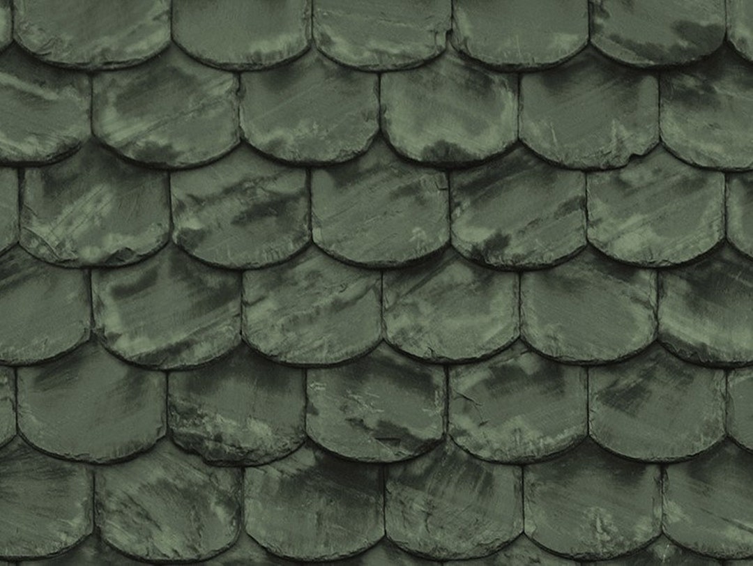 Dollhouse Roof Shingles Printable Sheet 12th 18th 24th Scale Green Slate Scalloped Clay Roof ...