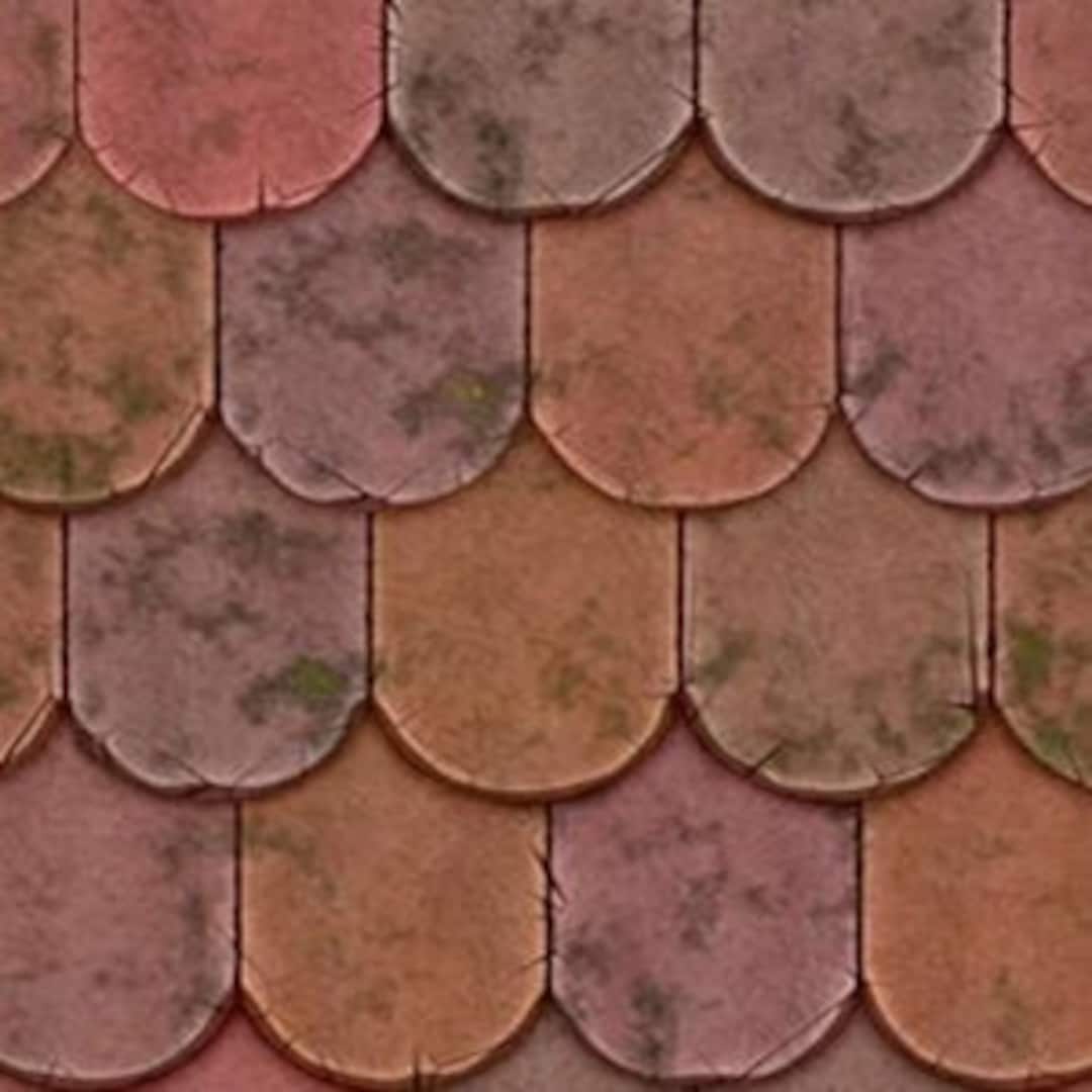Dollhouse Old Vintage Shingle Clay Roof Tile Seamless Printable Papers ...