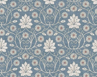 1/6 1/12 1/24 Dollhouse Classic White Large Leaves and Small Flowers on Pale Blue Wallpapers Seamless DIGITAL Printable Download