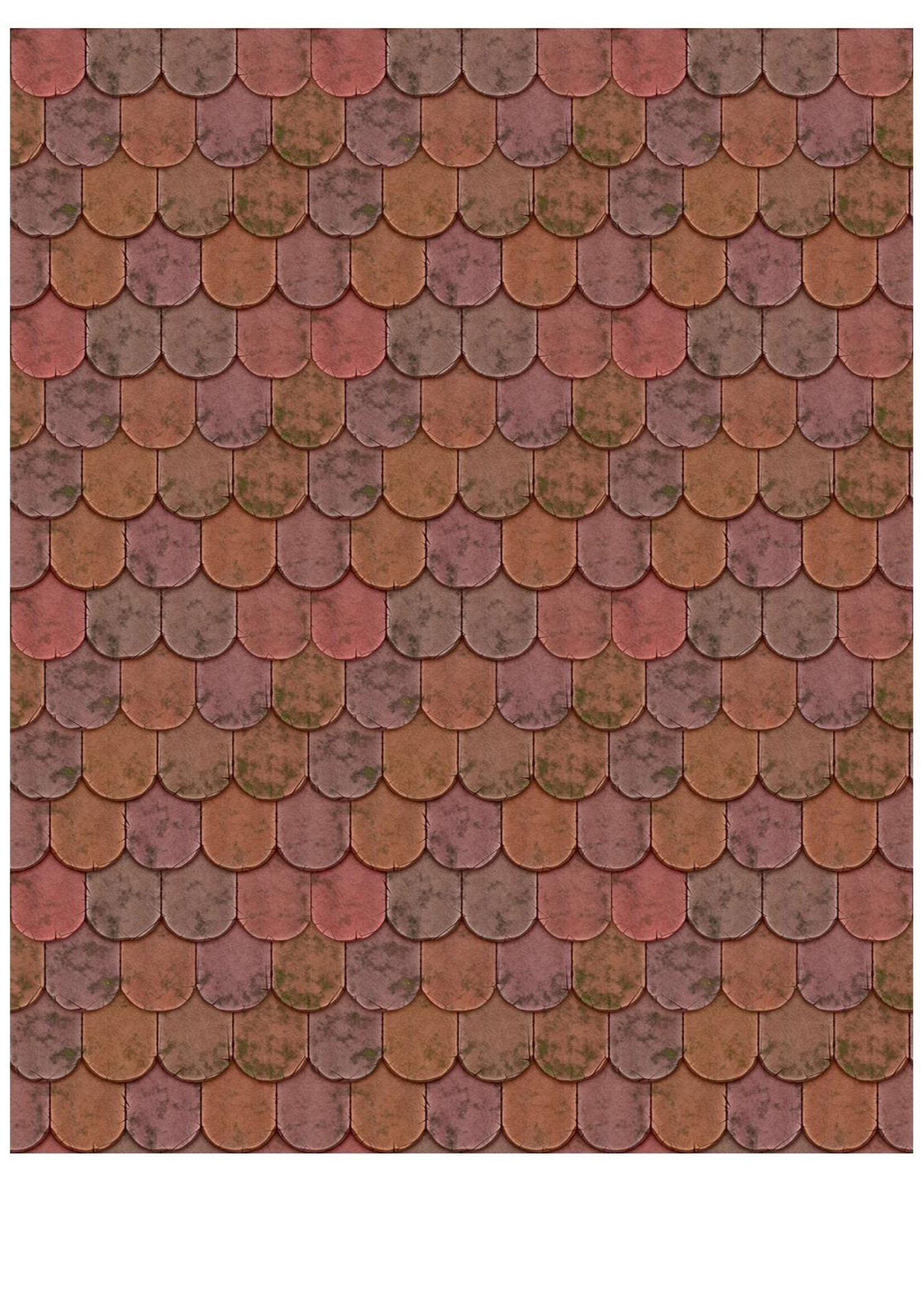 Dollhouse Old Vintage Shingle Clay Roof Tile Seamless Printable Papers Download Aged Dollhouse ...
