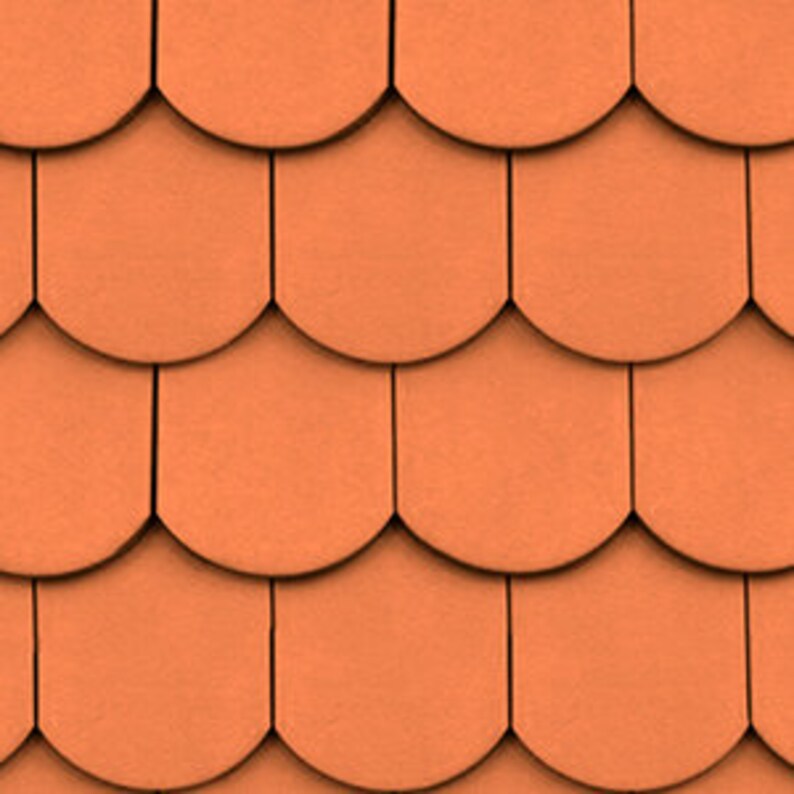 Dollhouse Shingles Roofing Printable Sheet 12th 24th 48th Scale Miniature Scalloped Red Clay ...