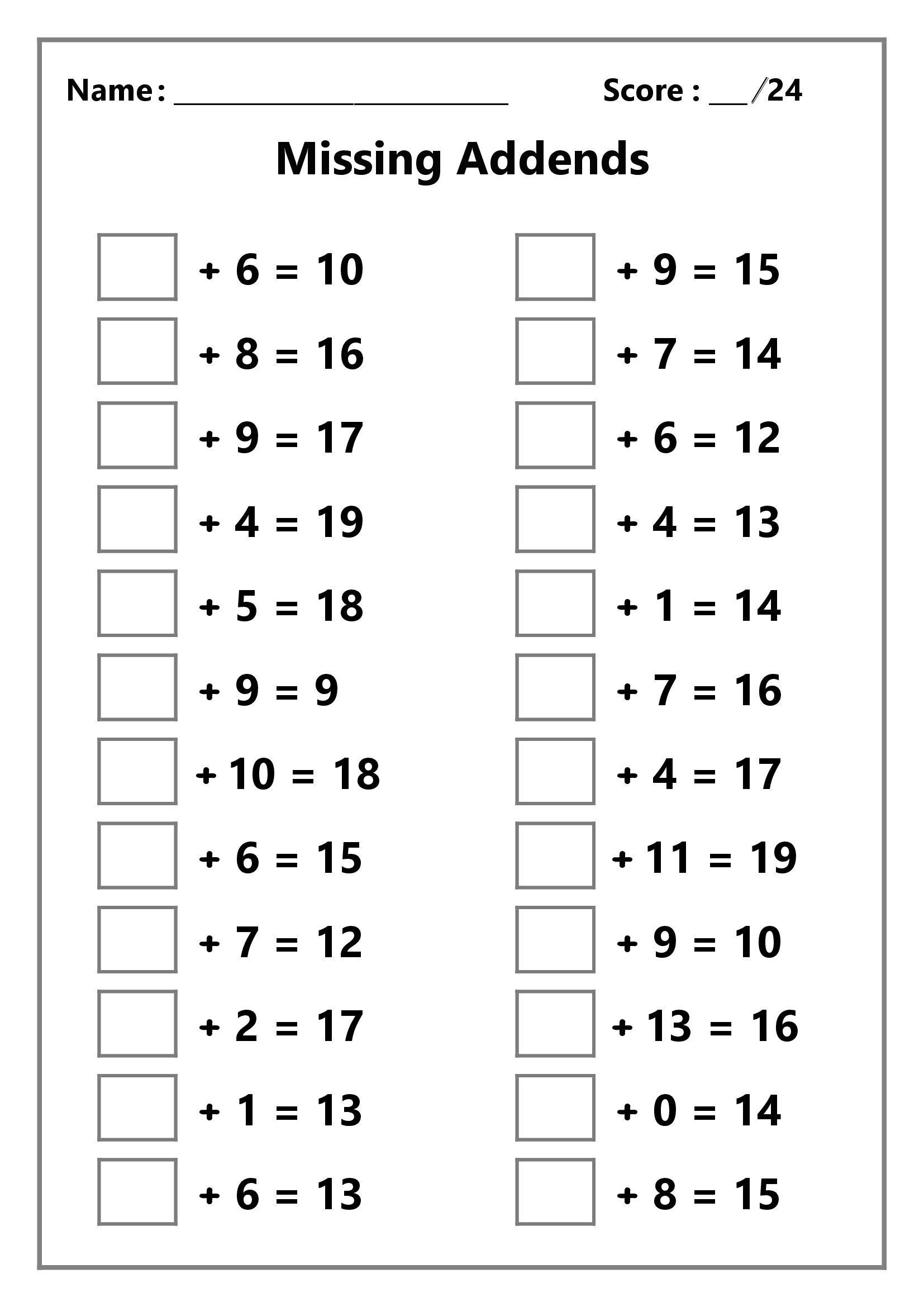 Adding 1 Digit Numbers Worksheets Pdf