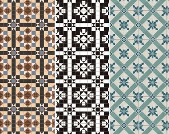 3 Pcs 1/6 1/12 1/24 1/48 Dolls House Miniature Victorian Floor Tiles in Various Patterns DIGITAL Printable Sheets Instant Download