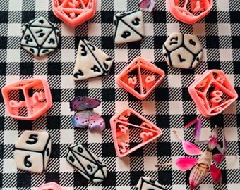 Set of 7 Polyhedral-Flat Dice Sharp Clay Cutters