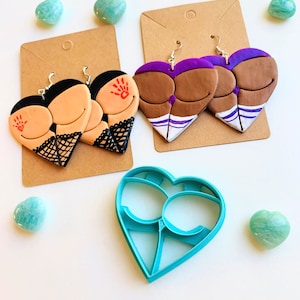 Booty Heart Butt Earring Embossed Sharp Clay Cutter