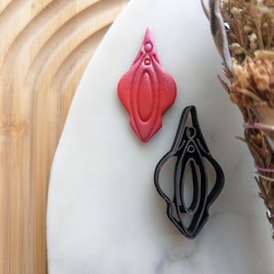 Long Droplet Vulva Earring Embossed Sharp Clay Cutter