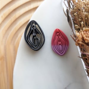 May include: Two anatomical heart-shaped cookie cutters, one black and one pink with a gradient effect.