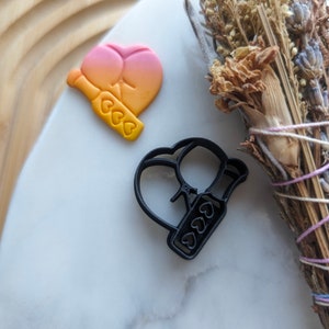 Heart Paddle with Heart Butt Earring Embossed Sharp Clay Cutter