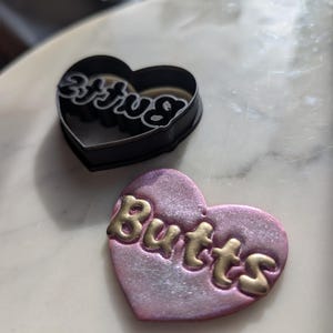Butts Text Heart Earring Embossed Sharp Clay Cutter