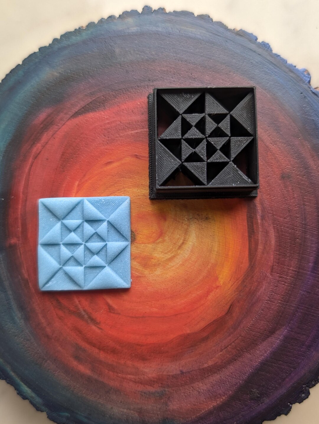 Quilt Square Inspired Pattern All Triangles Embossed Sharp Clay Cutter ...