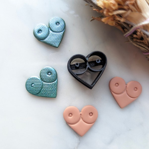 Small Boobies Heart Embossed Sharp Clay Cutter